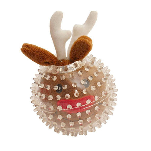 【Rosewood】Spikey Christmas Reindeer Dog Ball Toy - A Pawfect Place